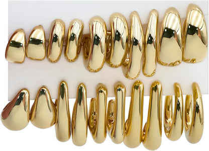 Chunky Gold Hoop Earrings (10pr)