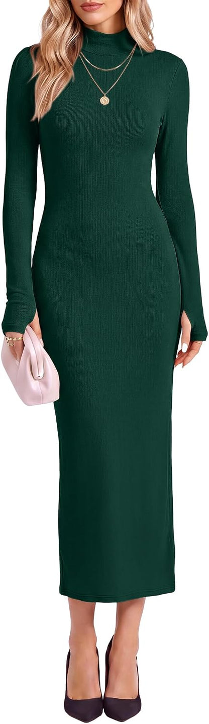 ANRABESS Mock Neck Maxi