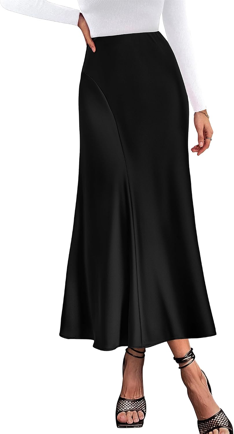Satin A-Line Maxi Skirt