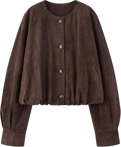 Faux Suede Bomber Jacket