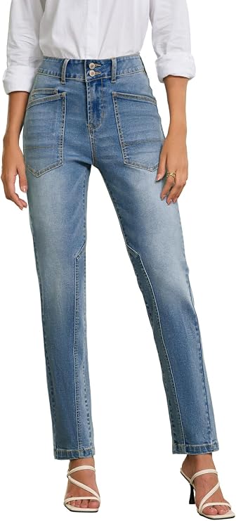 Stretchy Straight Leg Jeans