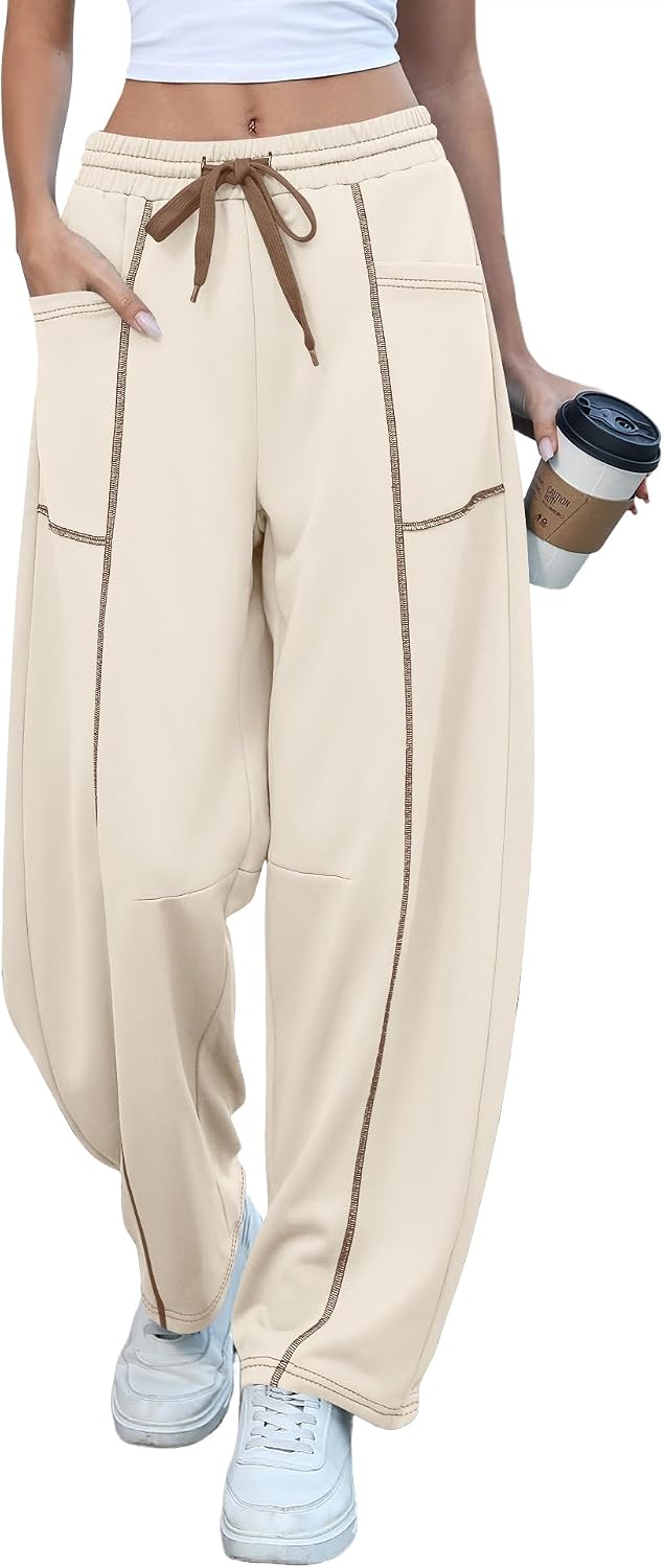 Contrast Barrel Pants