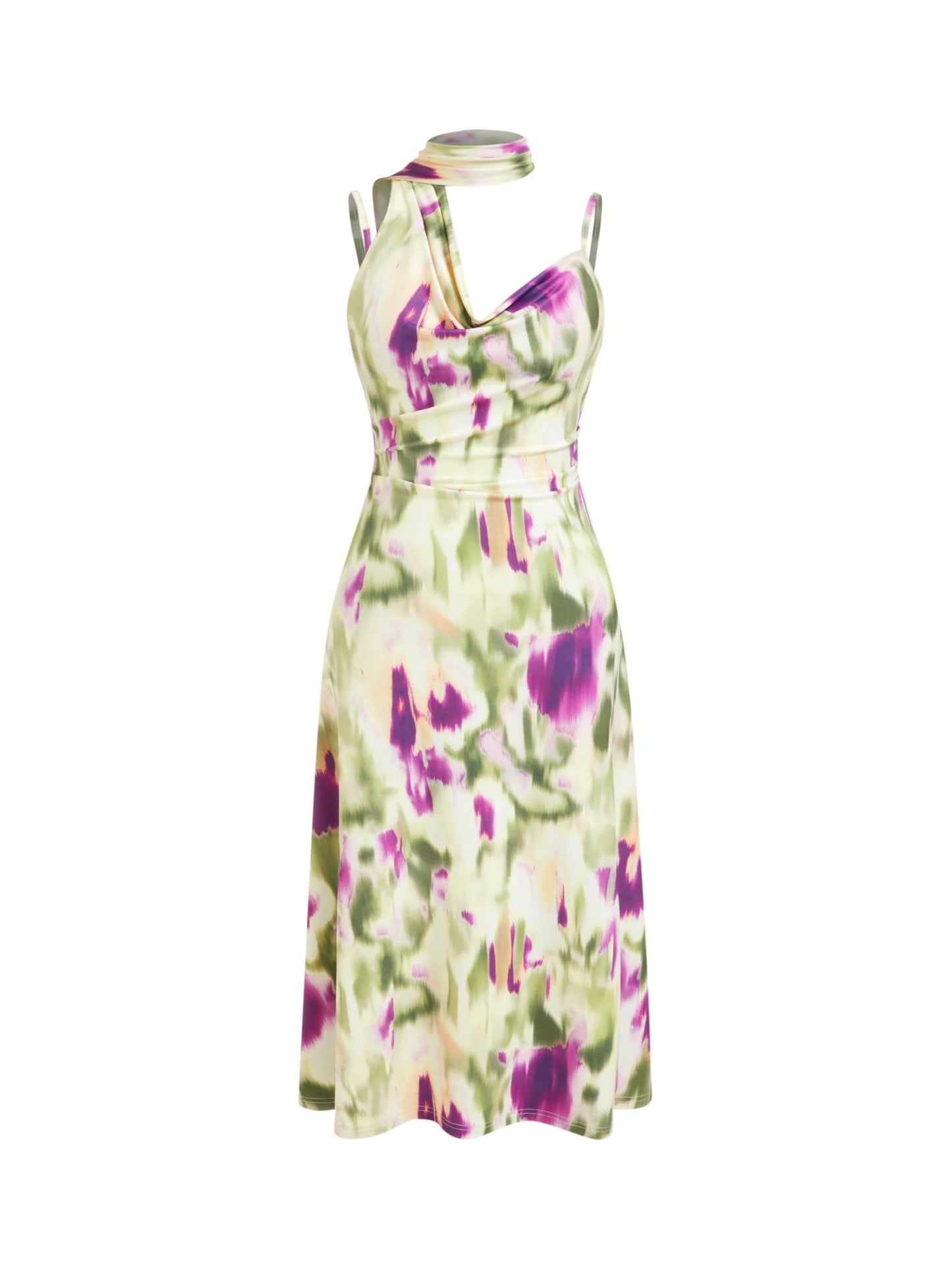 CIDER Floral Cowl Neck Dress