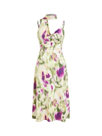 CIDER Floral Cowl Neck Dress