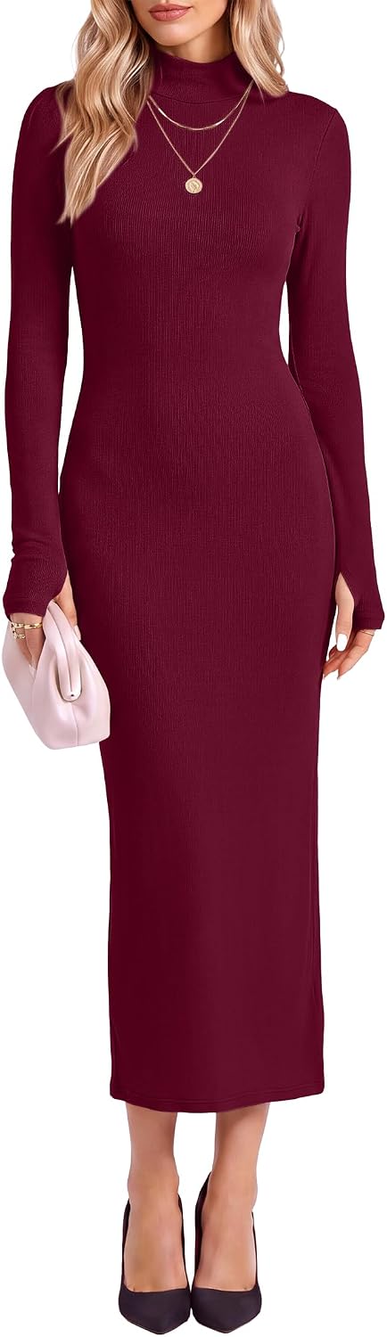 ANRABESS Mock Neck Maxi