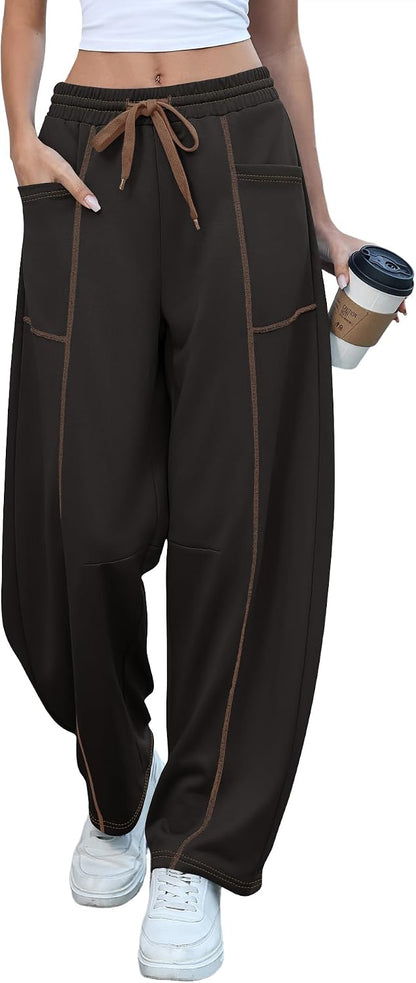 Contrast Barrel Pants