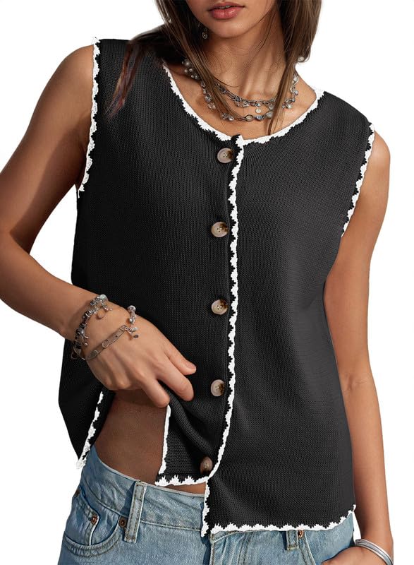 Button Up Color Block Vest