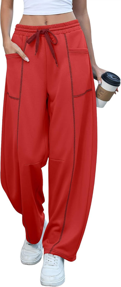 Contrast Barrel Pants