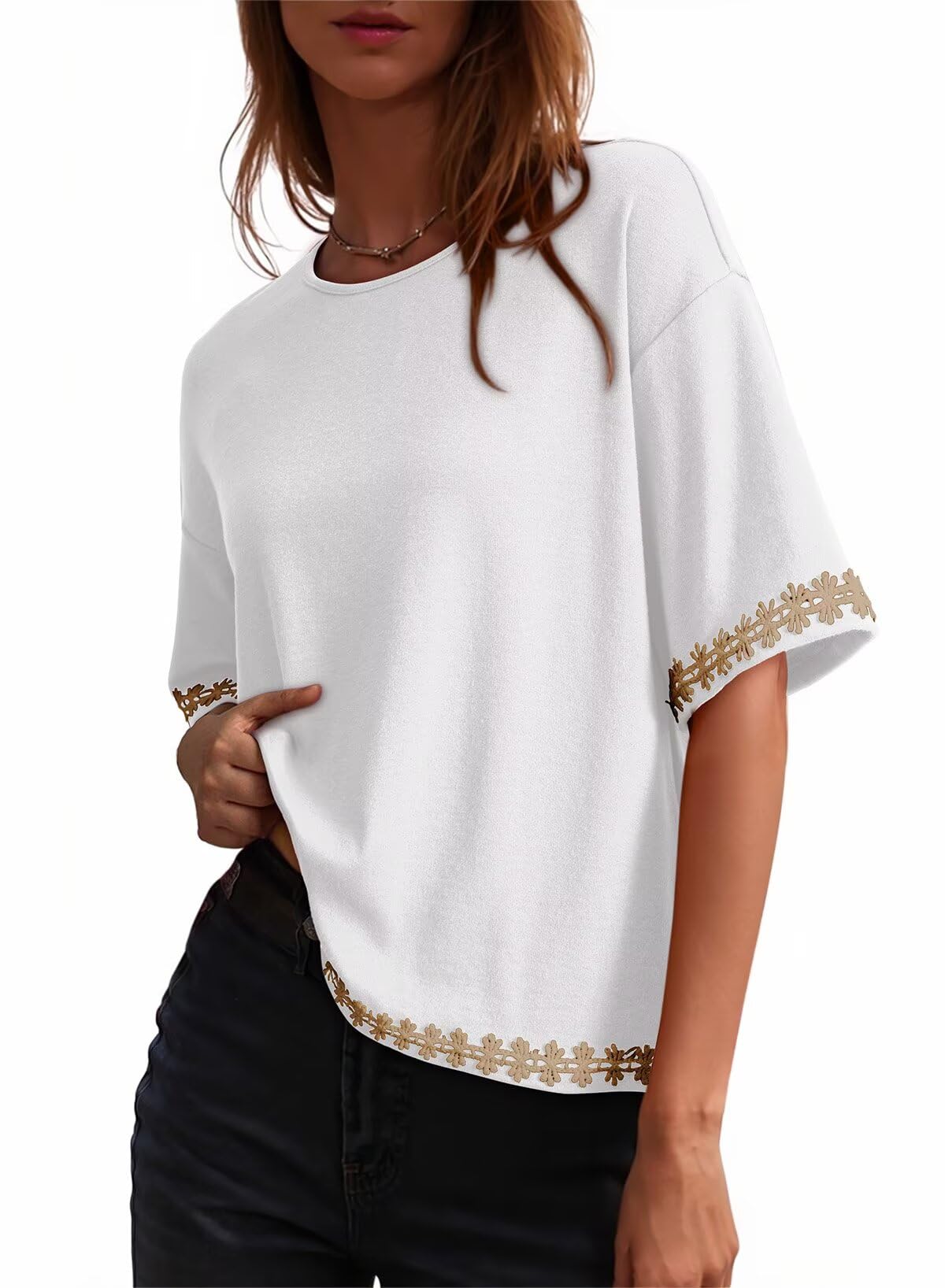 Oversized Lace Detail T-Shirt