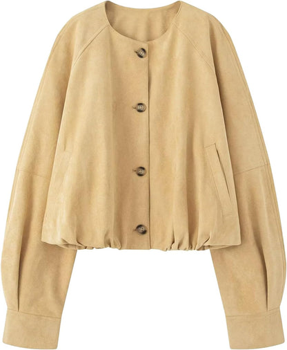 Faux Suede Bomber Jacket