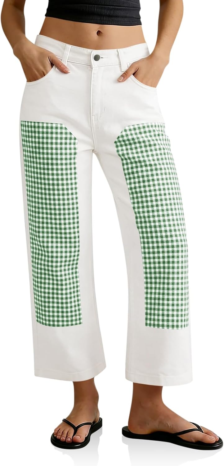 Patchwork Cropped Jeans