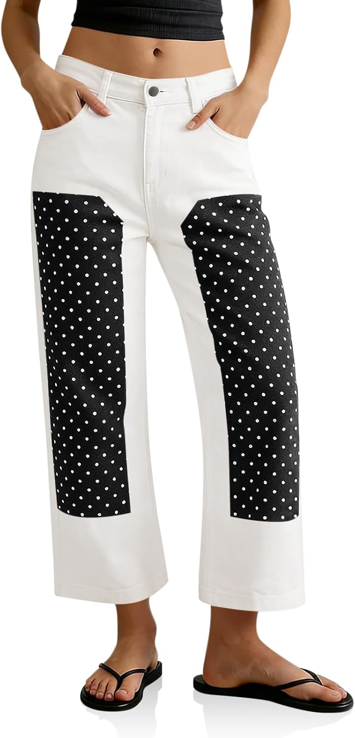 Patchwork Cropped Jeans