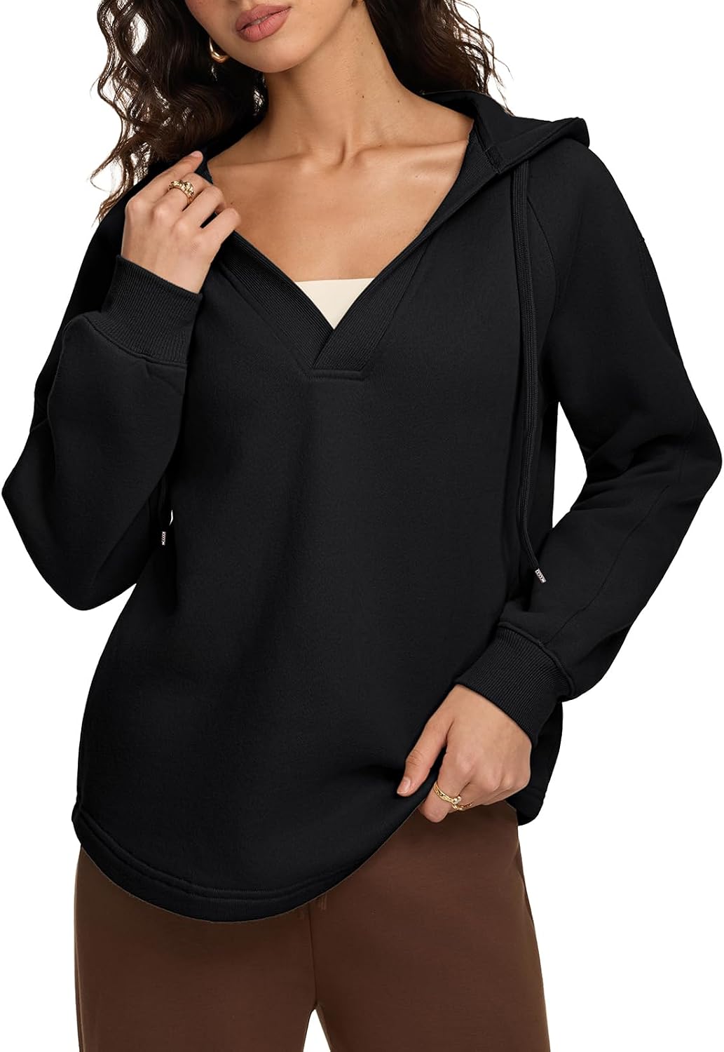 Oversized V Neck Hoodie