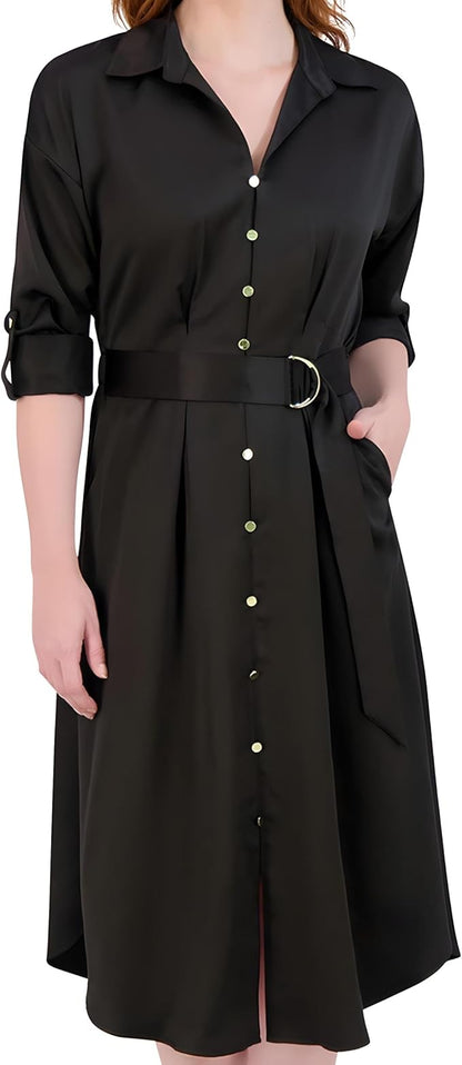 French Connection Satin Shirt Dress