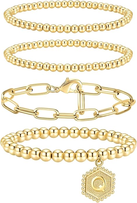 Initial Beaded Bracelet Stack
