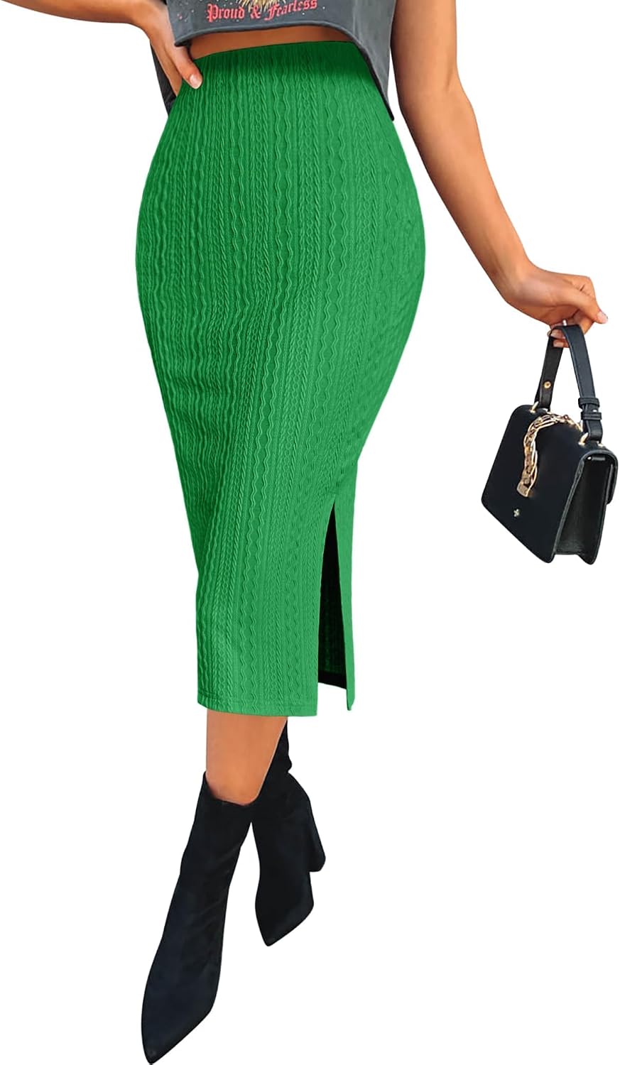 Knit Midi Pencil Skirt