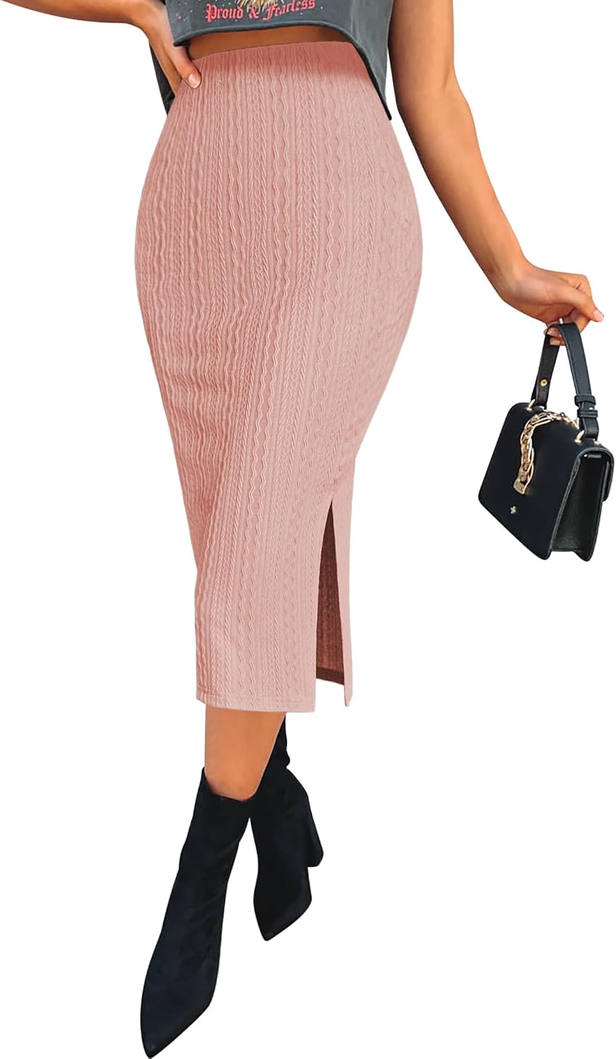 Knit Midi Pencil Skirt