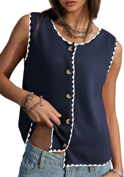Button Up Sweater Vest