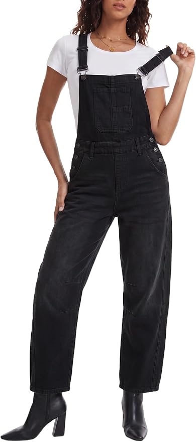 Denim Barrel Overalls