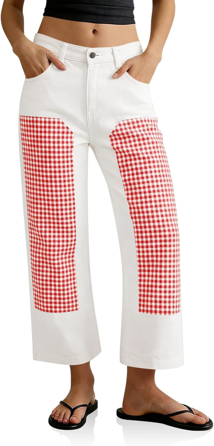 Patchwork Cropped Jeans
