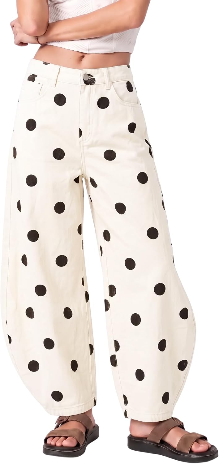 Polka Dot Barrel Jeans