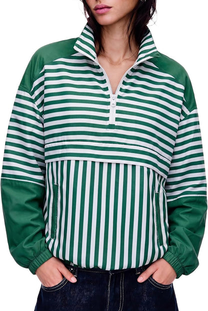 Striped Quarter Zip Pullover