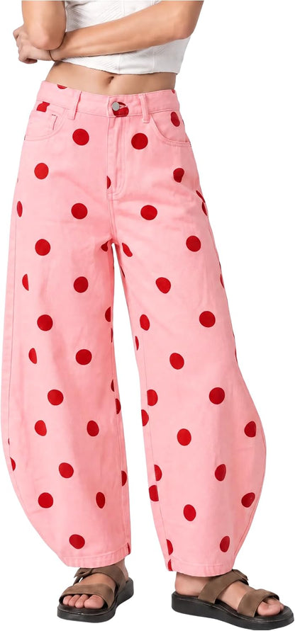 Polka Dot Barrel Jeans
