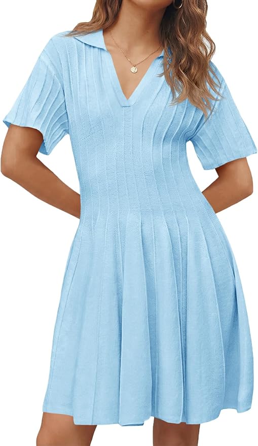 Pleated Sweater Dress