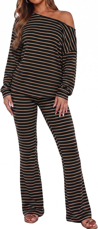 Striped Off-Shoulder Outfit
