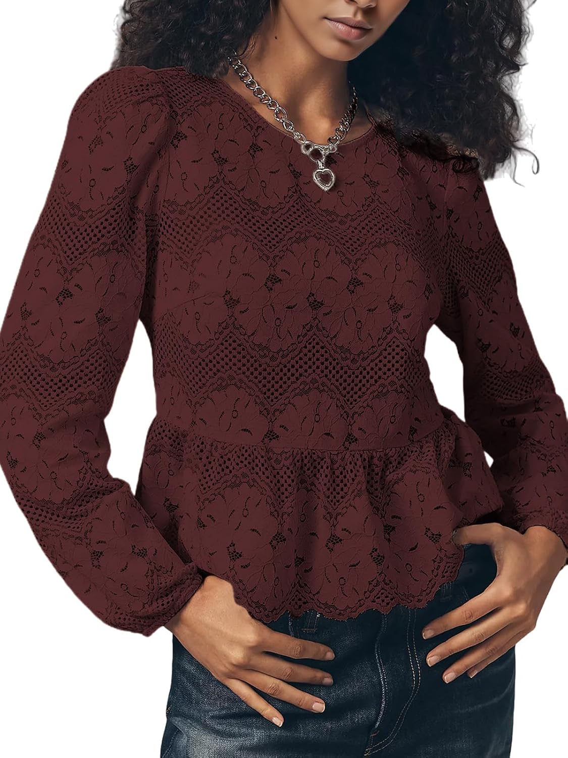 Lace Peplum Blouse