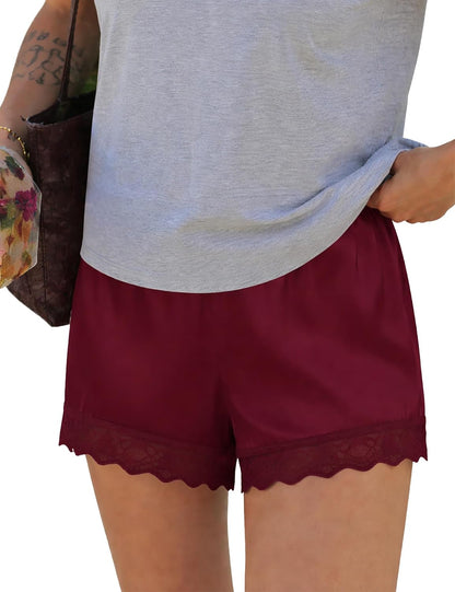 Lace Trim Satin Shorts