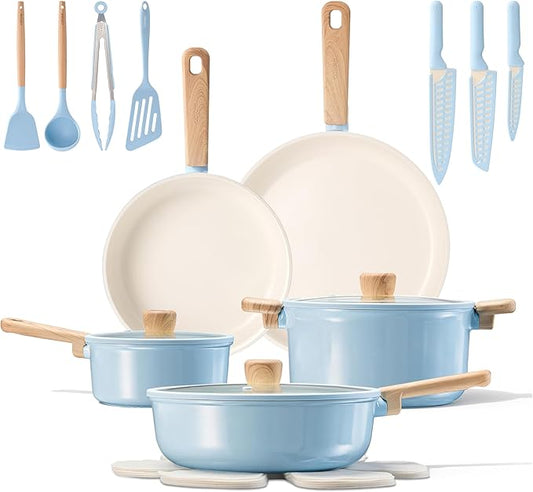 CAROTE 23pcs Ceramic Cookware Set