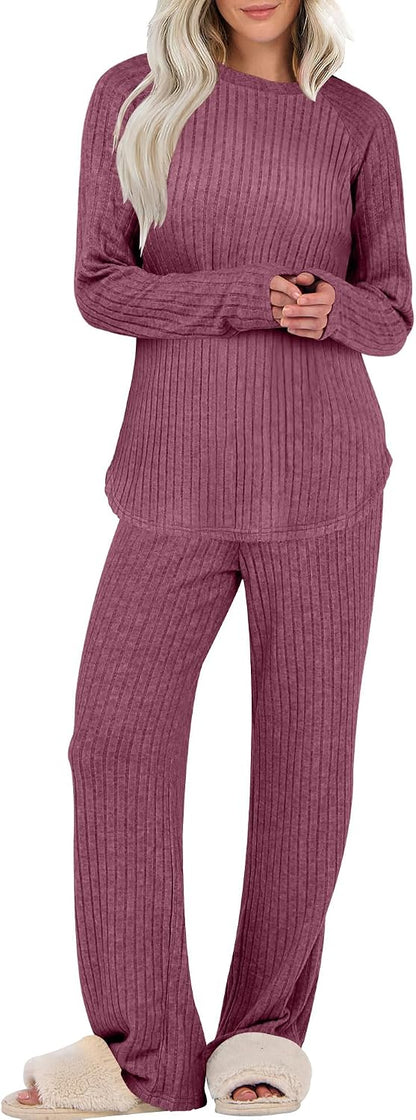 ANRABESS Ribbed Pajama Set
