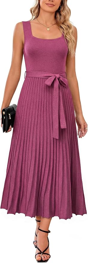 Wool Blend Square Neck Dress