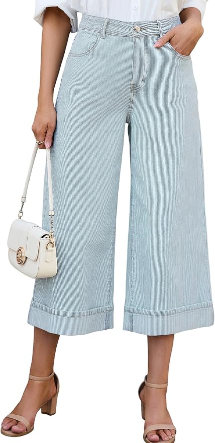 Striped Cropped Jeans