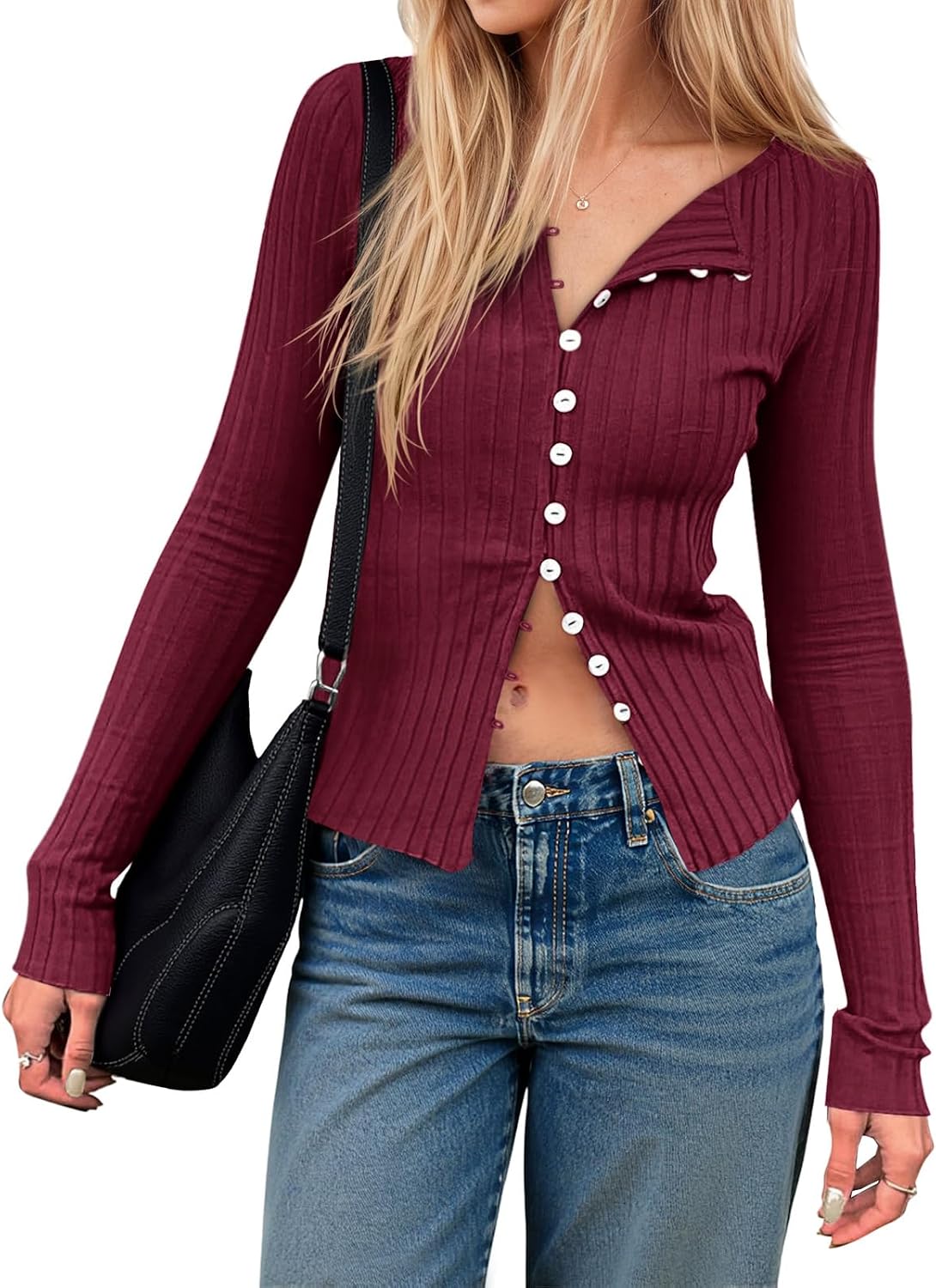 Ribbed Fitted Cardigan
