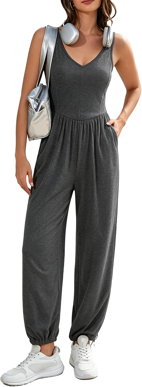 Casual V-Neck Jumpsuit
