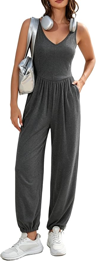 V-Neck Casual Jumpsuit