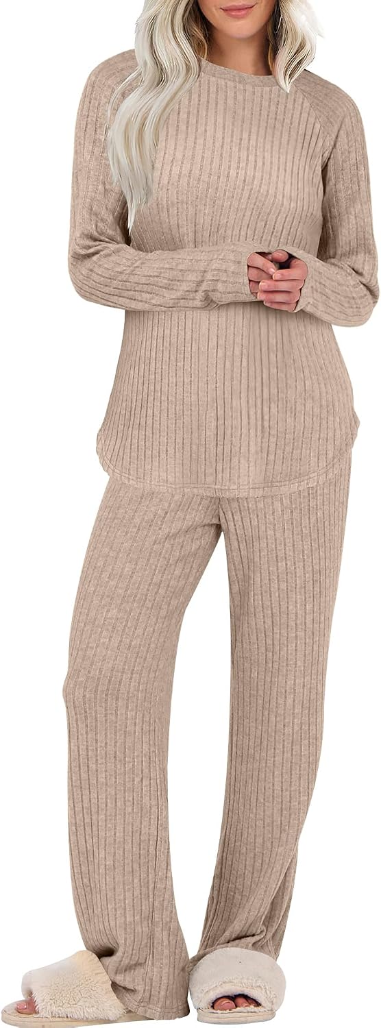 ANRABESS Ribbed Pajama Set