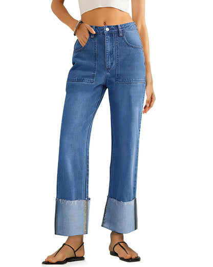 High Waisted Cuffed Jeans