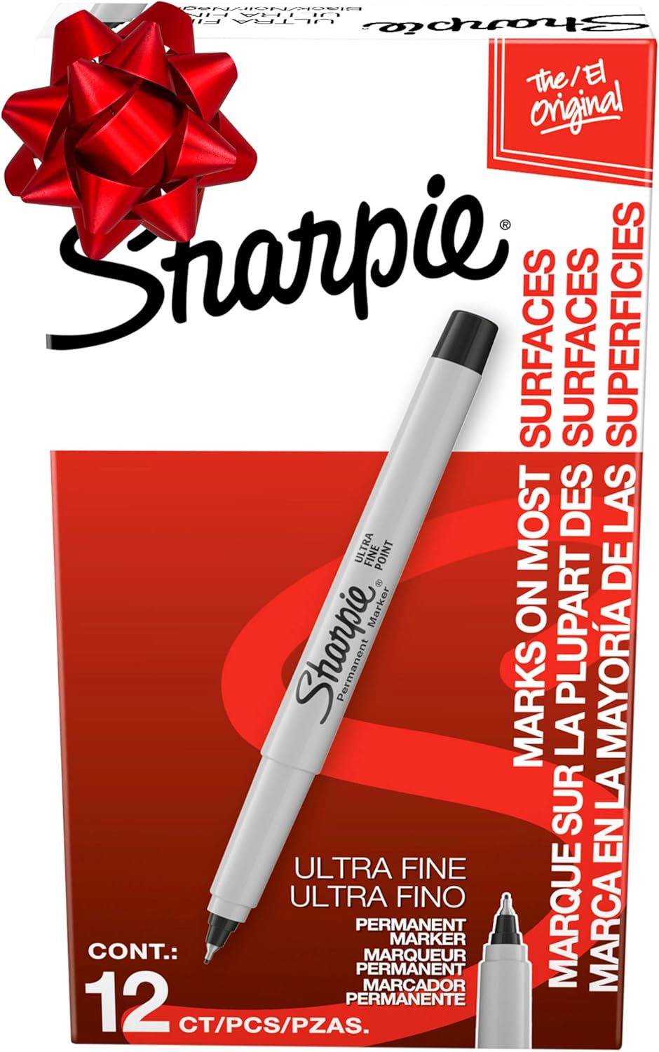 Sharpie Permanent Markers, Ultra Fine Tip, Black, 12 Count