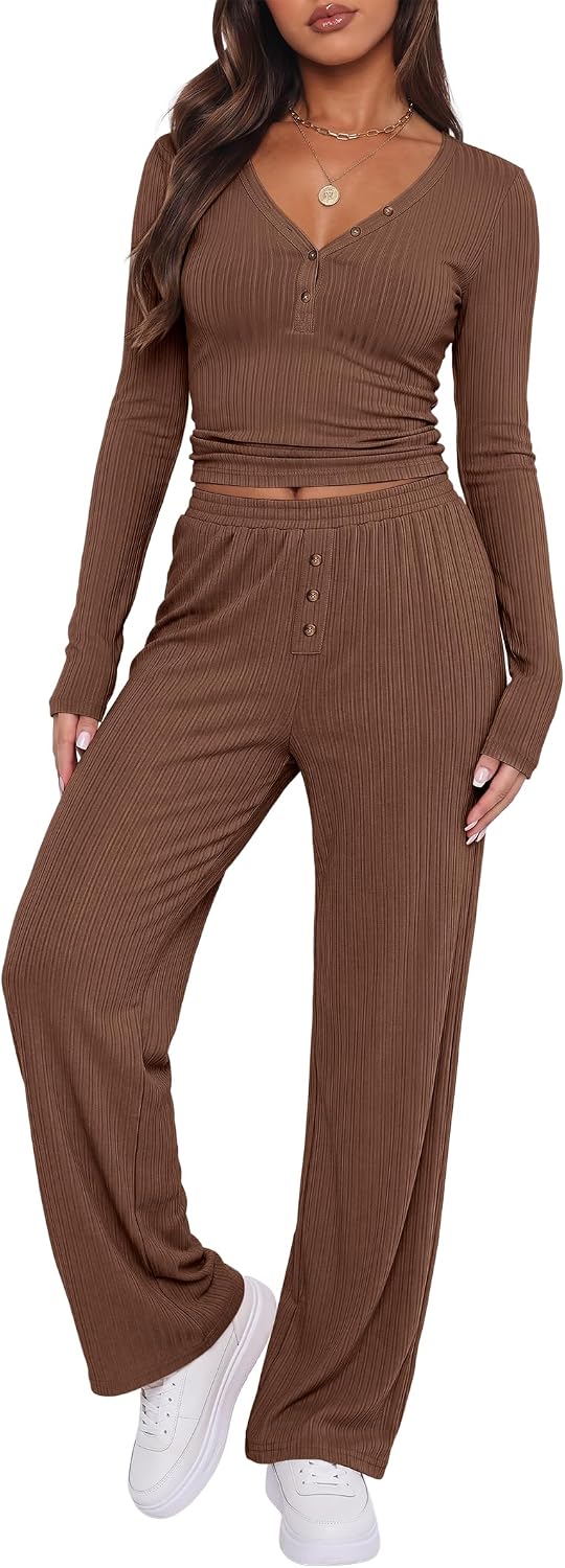 ANRABESS Henley Pajama Set