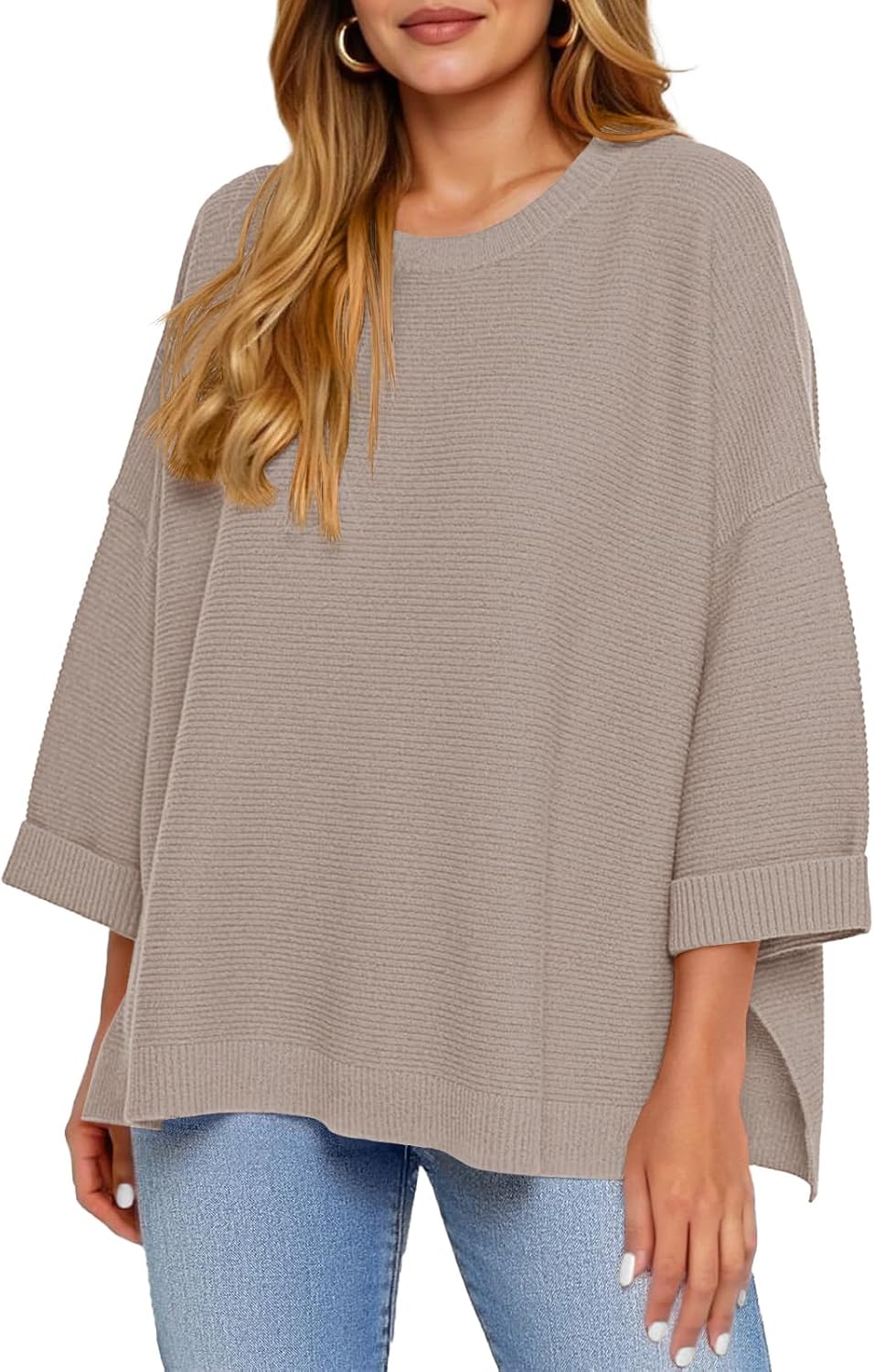 Oversized Ribbed Tunic Sweater