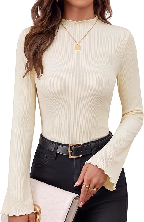 Bell Sleeve Mock Neck Shirt