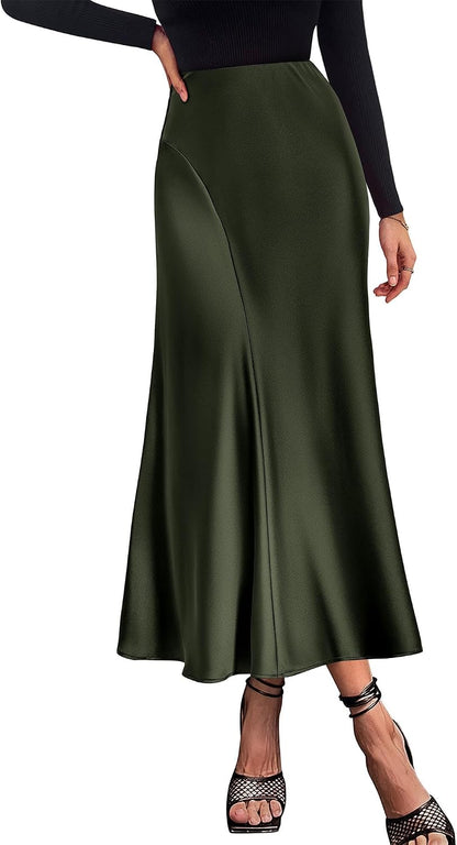 Satin A-Line Maxi Skirt