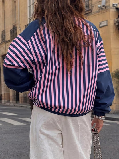 Striped Quarter Zip Pullover