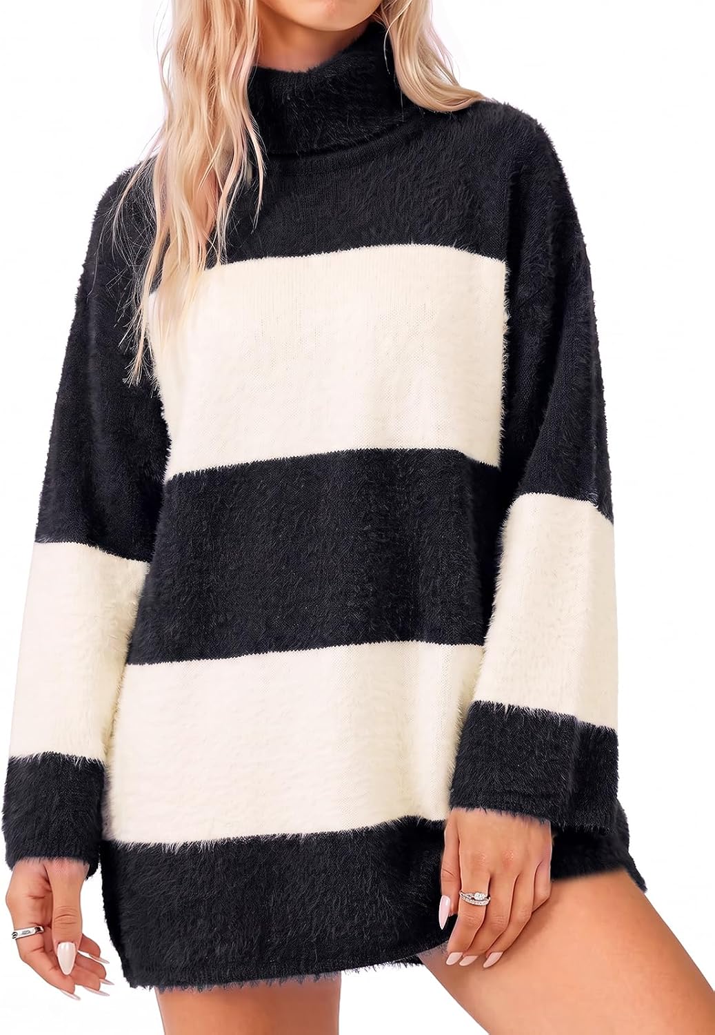 Oversized Striped Sweater Dress