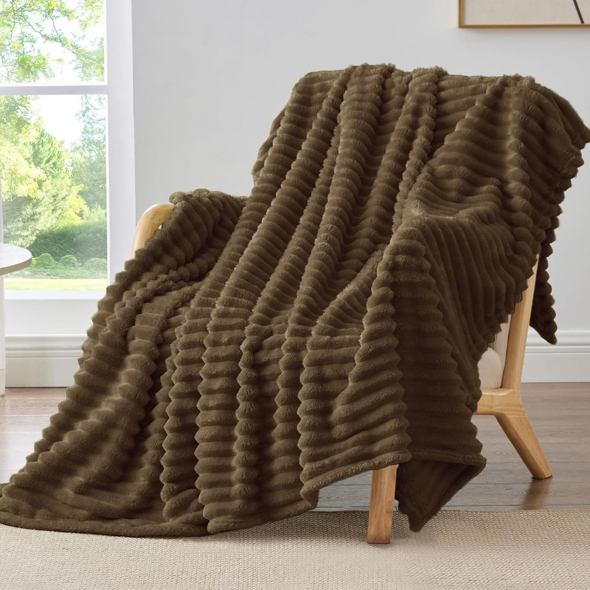 Ribbed Fleece Throw Blanket