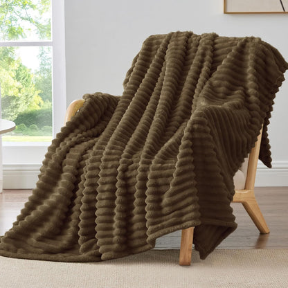 Ribbed Fleece Throw Blanket