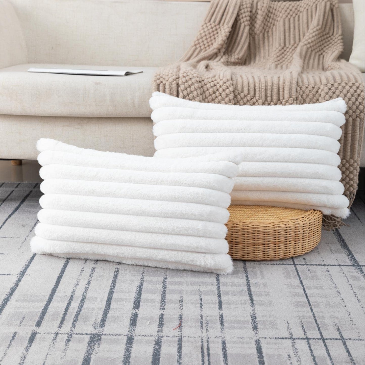 Striped Fur Throw